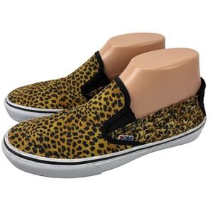 BOBS by Skechers The Menace Top Cat Womens‎ 8 Leopard Print Slip-On Sneakers